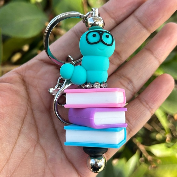 Hand Crafted Accessories - Book Worm 🐛 Keychain